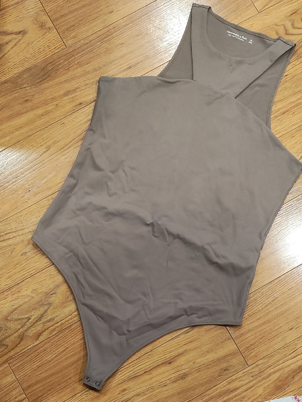 Abercrombie & Fitch Taupe Scoop-Neck Sleeveless Bodysuit
